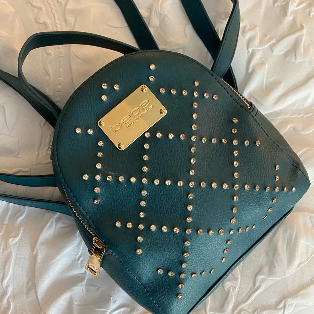 Teal Bebe Rhinestone Mini Backpack - Picture 2 of 3